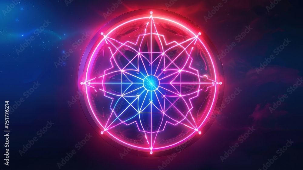 A vibrant fortune wheel neon logo A vibrant fortune wheel neon logo