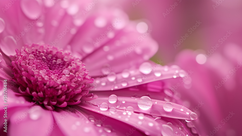 Close Up of Pink Gerbera Daisy with Water Droplets Close Up of Pink Gerbera Daisy with Water Droplets