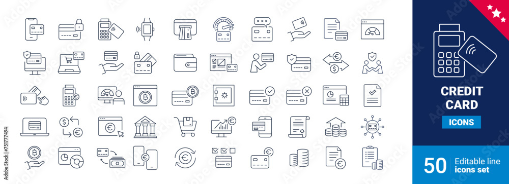 Credit card technology Line Icons	
