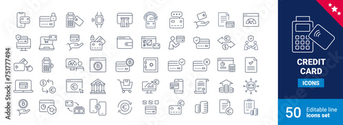 Credit card technology Line Icons	
