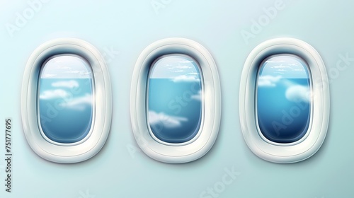 A set of vector-realistic airplane windows, showcasing the detailed design of aircraft