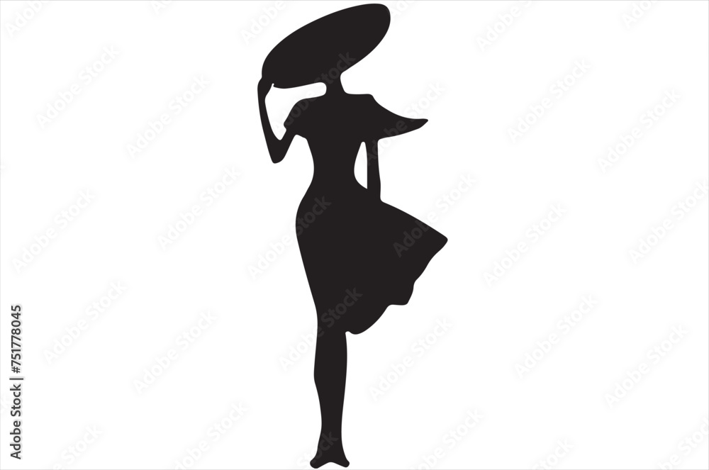 silhouette of a girl in a black dress silhouette of a girl in a black dress