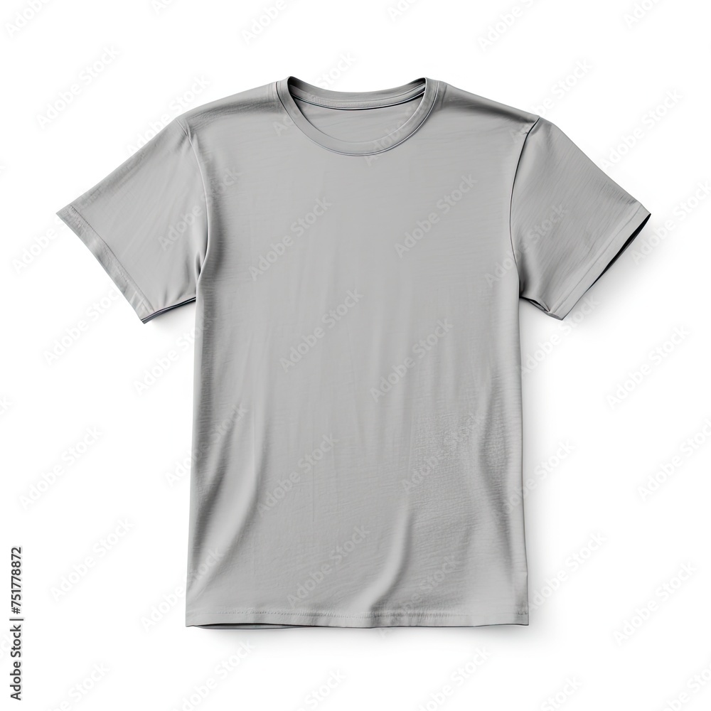 Clean Gray T-shirt Mockup Isolated on White Background for Your Designs Clean Gray T-shirt Mockup Isolated on White Background for Your Designs