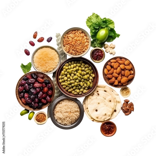 Ramadan Food, Iftar Food, Islamic Food Isolated on Transparent Background, (PNG).