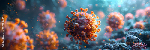 3D Illustration of Coronavirus COVID, 3D illustration of SARSCoV2 virus cells 