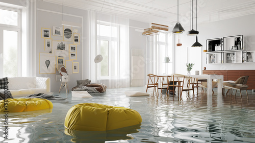 Flooded home interior