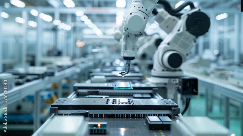 Robotic Arm Operating Machine in Factory Robotic Arm Operating Machine in Factory