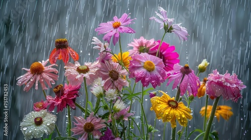 nature flowers in the rain photo