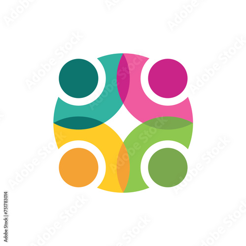 Family people together human unity bubble logo vector icon eps 10