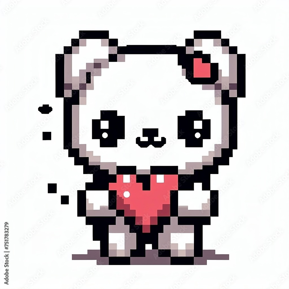 Fototapeta premium Kawaii teddy bear pixel art