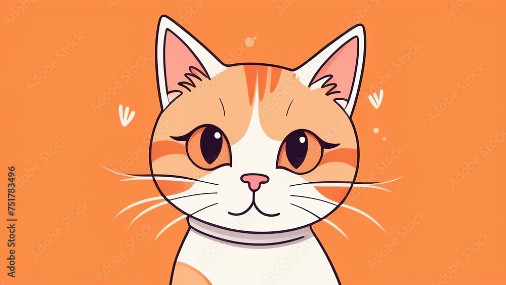 illustration of a cute cartoon white kitten, peach fuzz background. Little cute watercolor animals. illustration of a cute cartoon white kitten, peach fuzz background. Little cute watercolor animals.