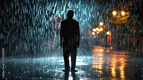 puddle man in the rain photo