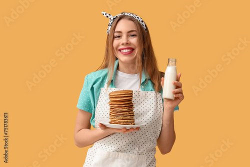 Happy young woman with tast...