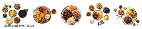 Ramadan Food, Iftar Food, Islamic Food Isolated on Transparent Background, (PNG).