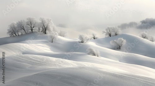 cold snowy hill landscape © vectorwin