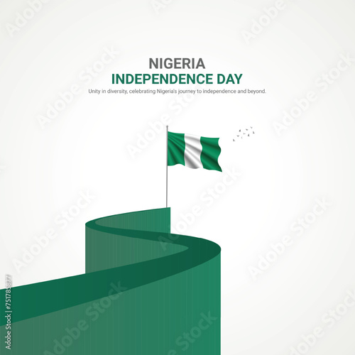 nigeria independence day. nigeria independence day creative ads design. social media post  vector  3D illustration.