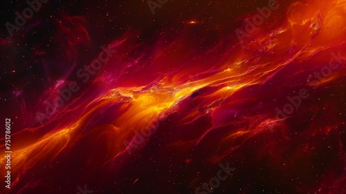 Vivid Cosmic Nebula Background with Glowing Red and Yellow Hues Ideal for Space Concepts and Wallpapers