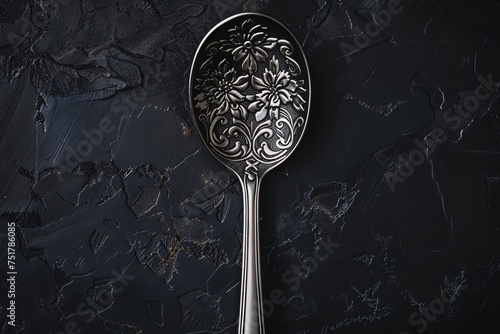 a spoon with a floral design