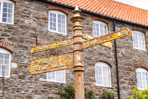 Directional sign on Holy island.