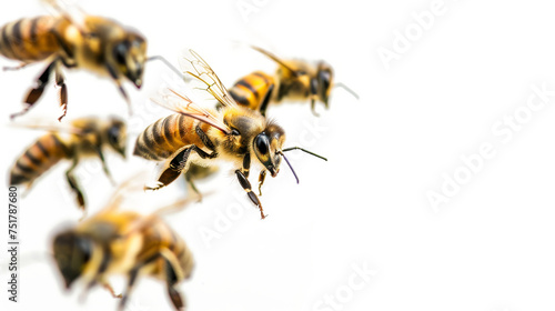 Picture of 5 bees on a isolated background flying © Bird Visual