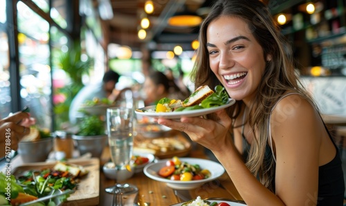 A beautiful woman is eating...