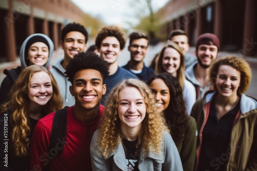 Portrait of a diverse group of smiling students