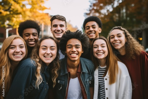 Portrait of a diverse group of smiling students