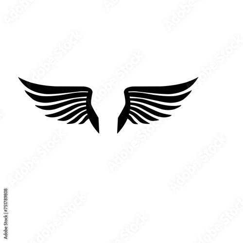 hand drawn angel or bird wings silhouettes