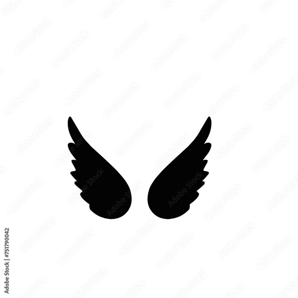 hand drawn angel or bird wings silhouettes hand drawn angel or bird wings silhouettes