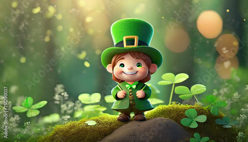 Cute 3D St. Patrick's Day leprechaun 