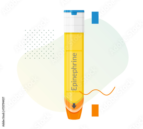 Adrenaline- hormone Injection for Severe Food Allergy - Stock Illustration