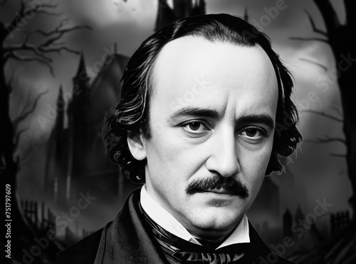 Edgar Allan Poe, 1809-1849, he was an American writer, editor, and literary critic, generative AI