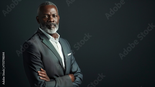 African American Businessman standing on dark gradient background