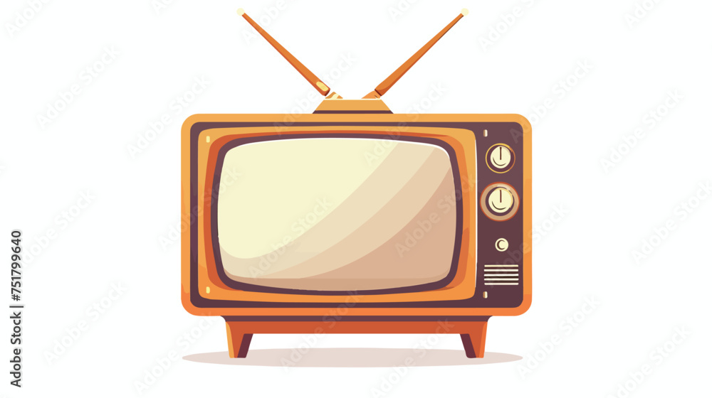 Old television  retro style with antenna isolated on