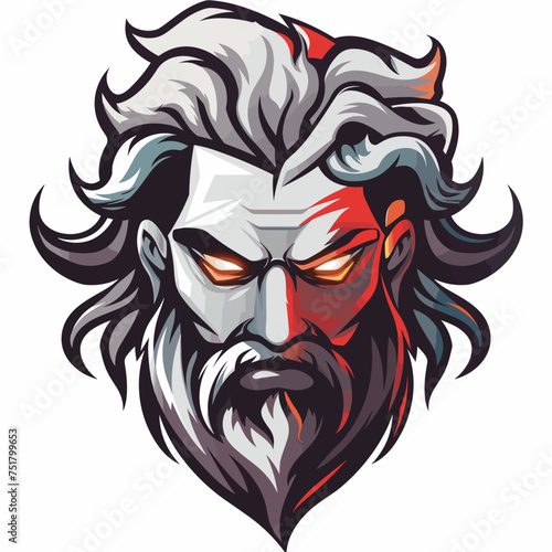 Male god Zeus esport vector logotype, logo Zeus, icon Zeus, sticker Zeus, symbol Zeus, emblem Zeus, thunder
