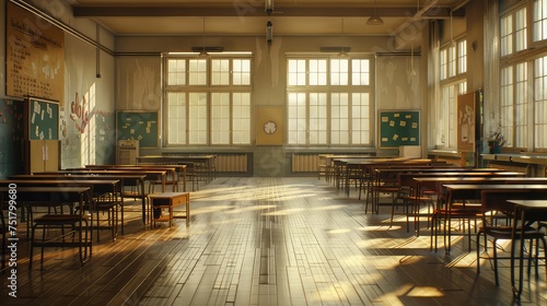 eerie empty school hall