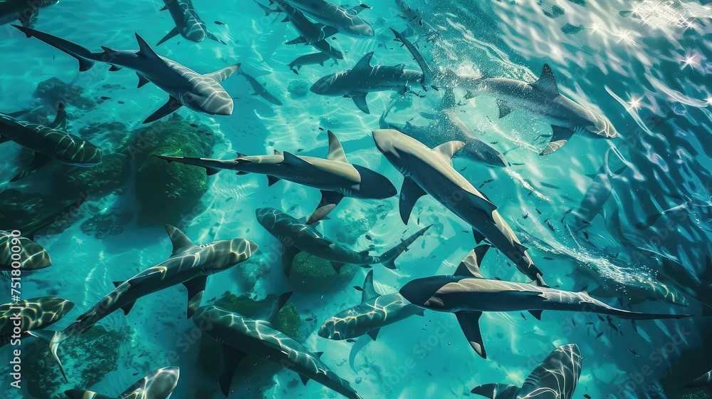 Fototapeta premium predator school of sharks