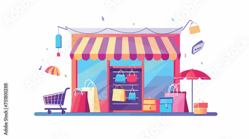 Online shopping design isolated on white background