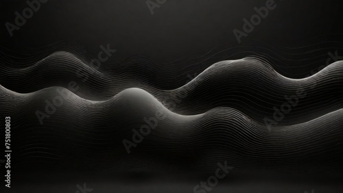 Dive into sophistication with this black abstract background design, featuring a modern wavy line pattern reminiscent of guilloche curves in monochrome colors. This premium stripe texture is ideal for