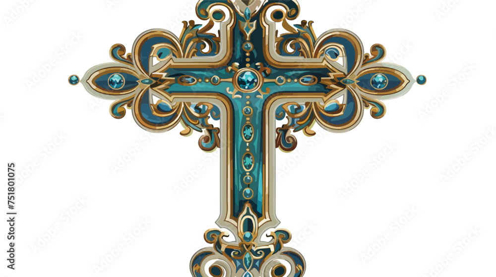 Ornate Cross isolated on white background cartoon ve
