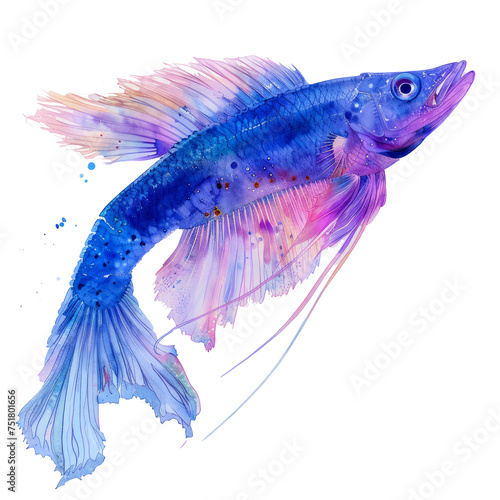 Blue and White Fish With Long Tail