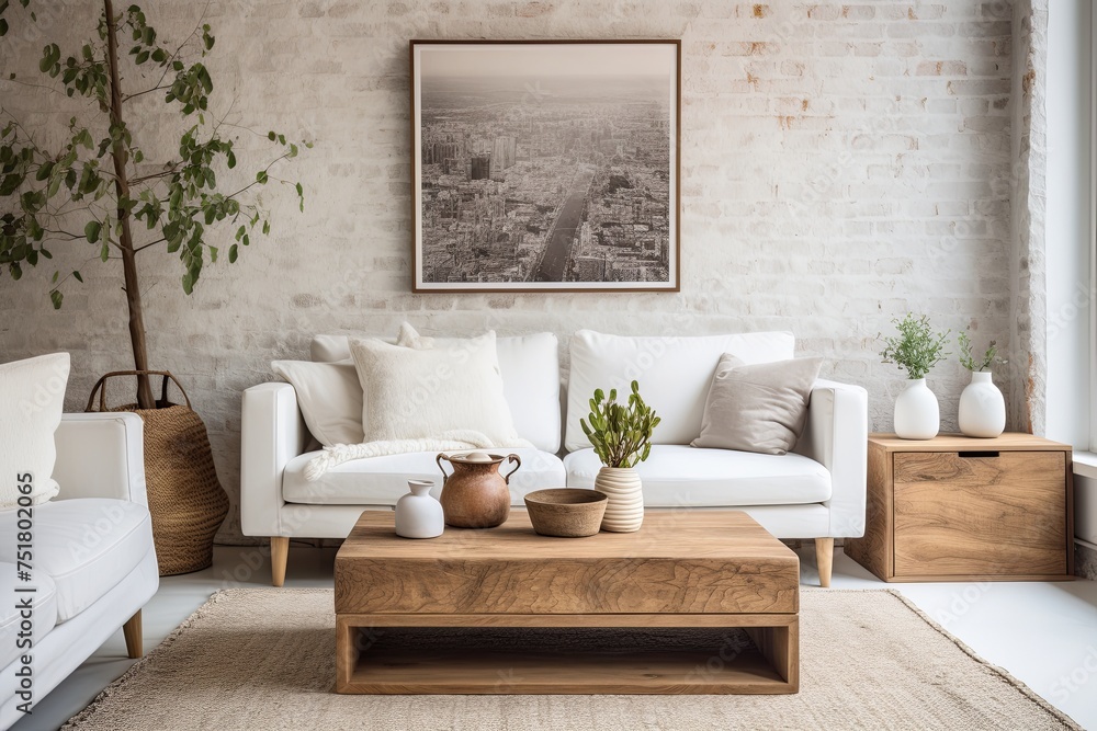 Scandinavian Vintage Console Tables | White Sofa & Wooden Coffee Table Inspiration