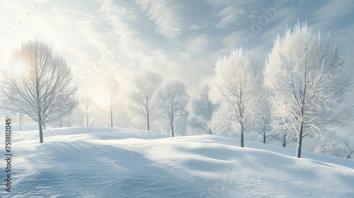 winter snowy hill landscape © vectorwin
