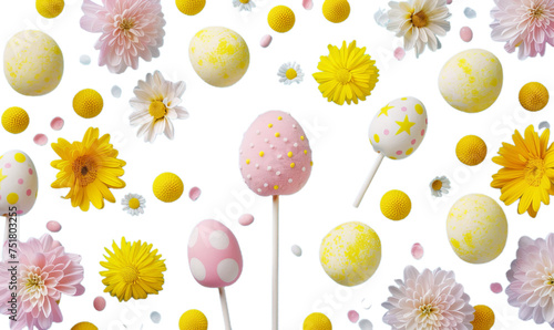 A sets of the easter lolipops in pastel color on transprarent background. photo