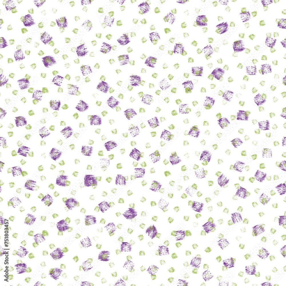 Seamless abstract textured pattern. Simple background purple, green, white texture. Digital brush strokes background. Designed for textile fabrics, wrapping paper, background, wallpaper, cover.