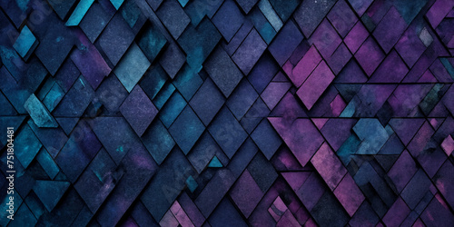 Geflecht aus kristallinen Blöcken in kühlen blau-violetten Tönen