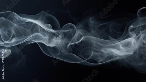 Abstract smoke of white color on a dark background. An atmosphere of mystery and magic. The texture of steam and smoke.