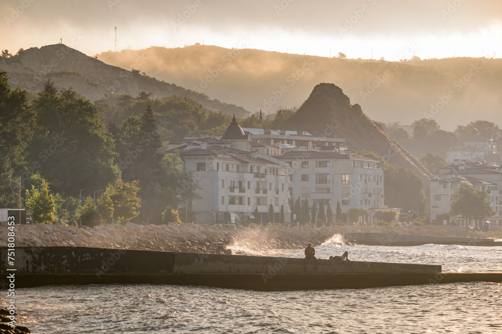 Morning scene at the Black Sea in Balchiik, the touristic landmark in Bulgaria