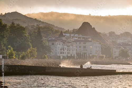 Obraz na płótnie Morning scene at the Black Sea in Balchiik, the touristic landmark in Bulgaria w salonie