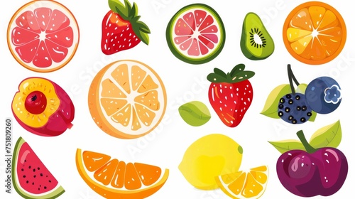 Fresh fruits  icon illustration  vector on white background 